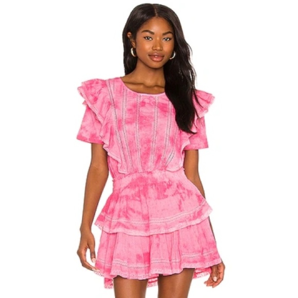 NWT LoveShack Fancy Natasha dress in Bordeaux Hand Dye Size S